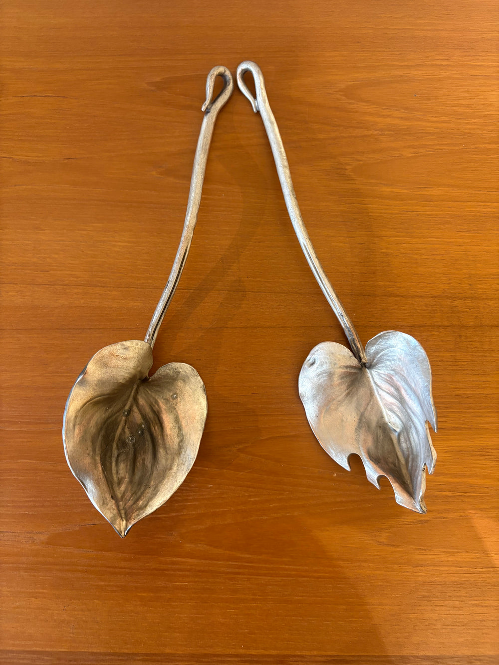 Pair of Metal Leaf Shaped Salad Servers