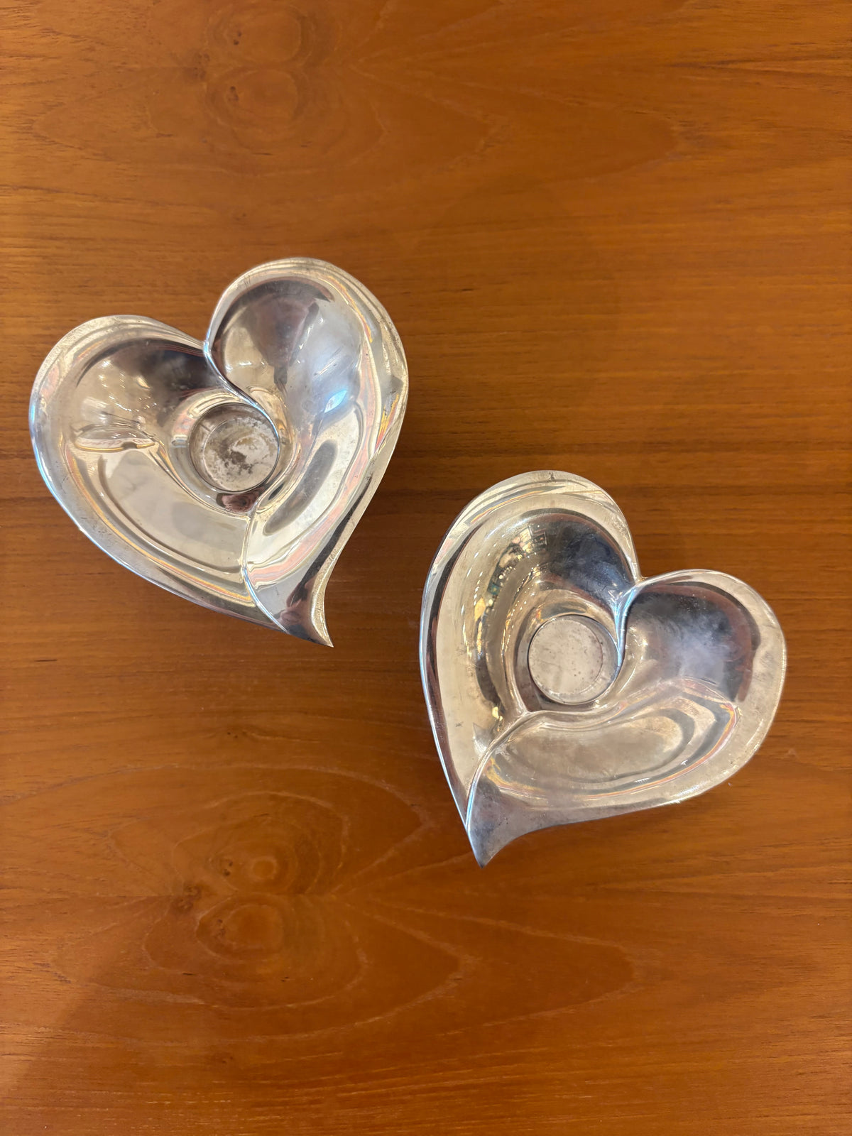 Pair of Vintage Heart Shaped Candlestick Holders