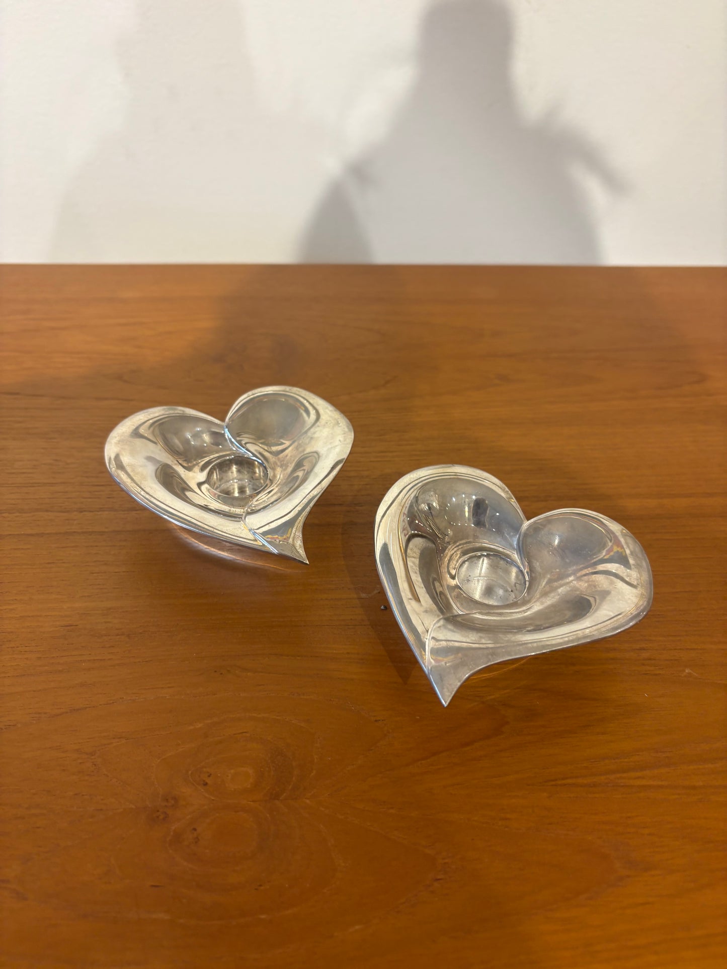 Pair of Vintage Heart Shaped Candlestick Holders