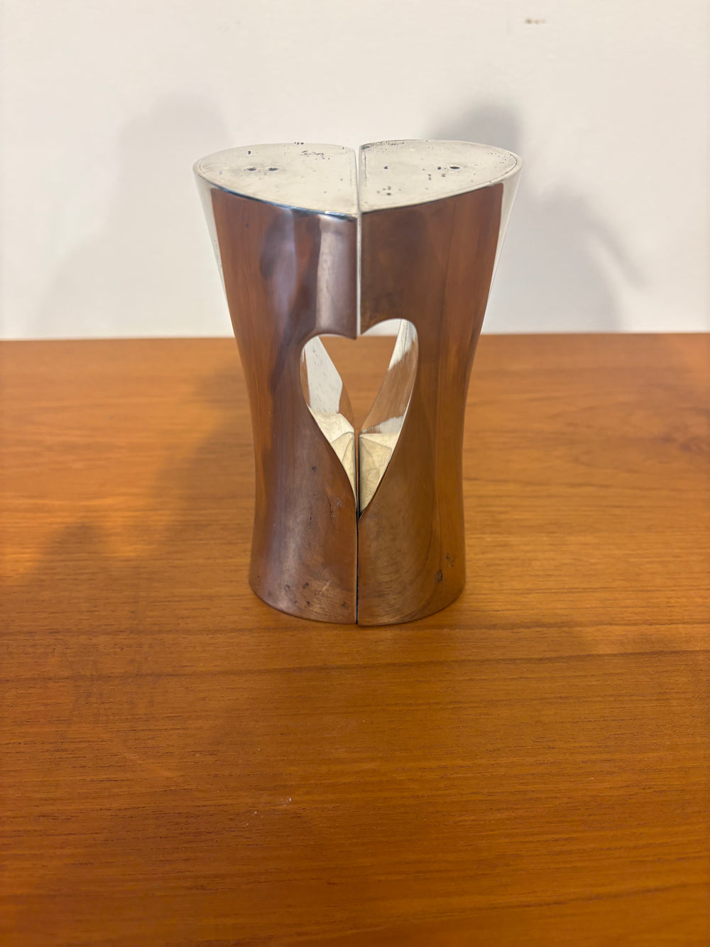 Pair of Silver Plated Tall Abstract Heart Salt and Pepper Shakers