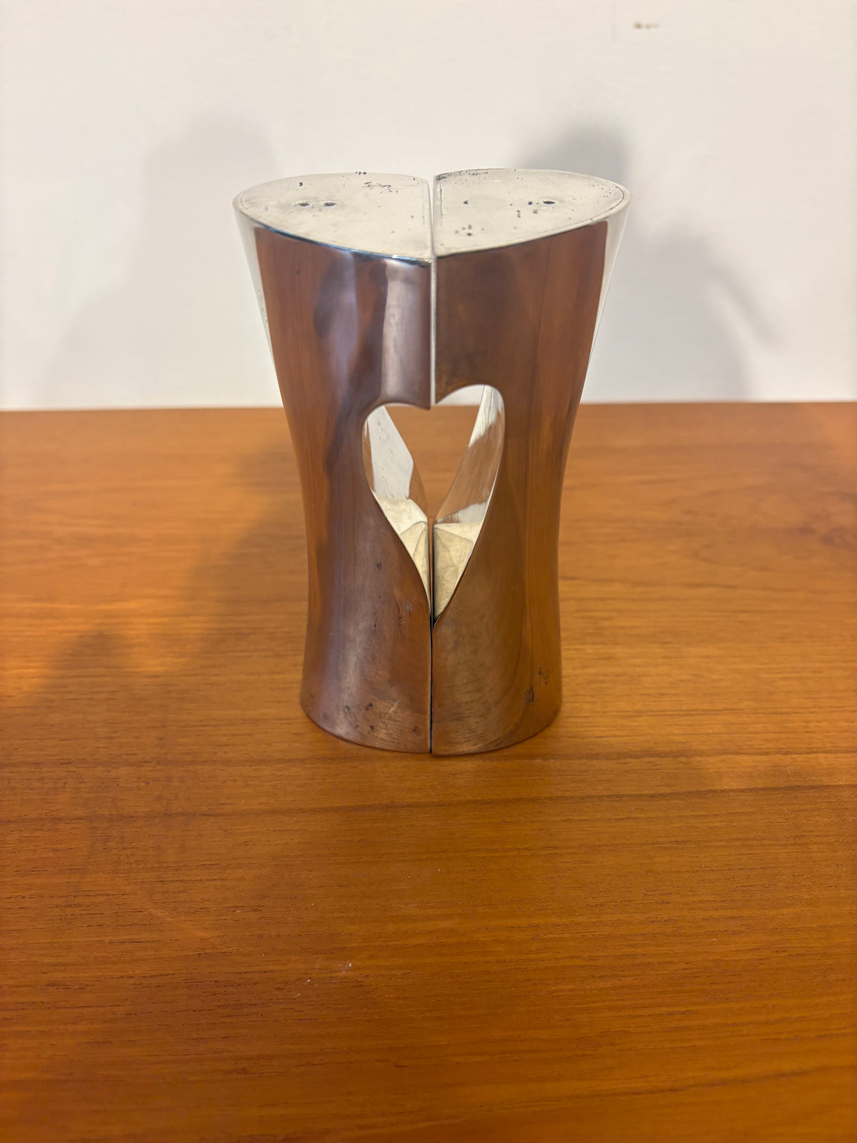 Pair of Silver Plated Tall Abstract Heart Salt and Pepper Shakers