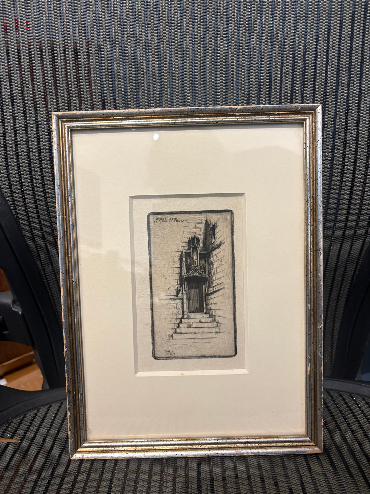 1920 Bernhardt Wall "Bride's Door, St. Thomas Church" Etching
