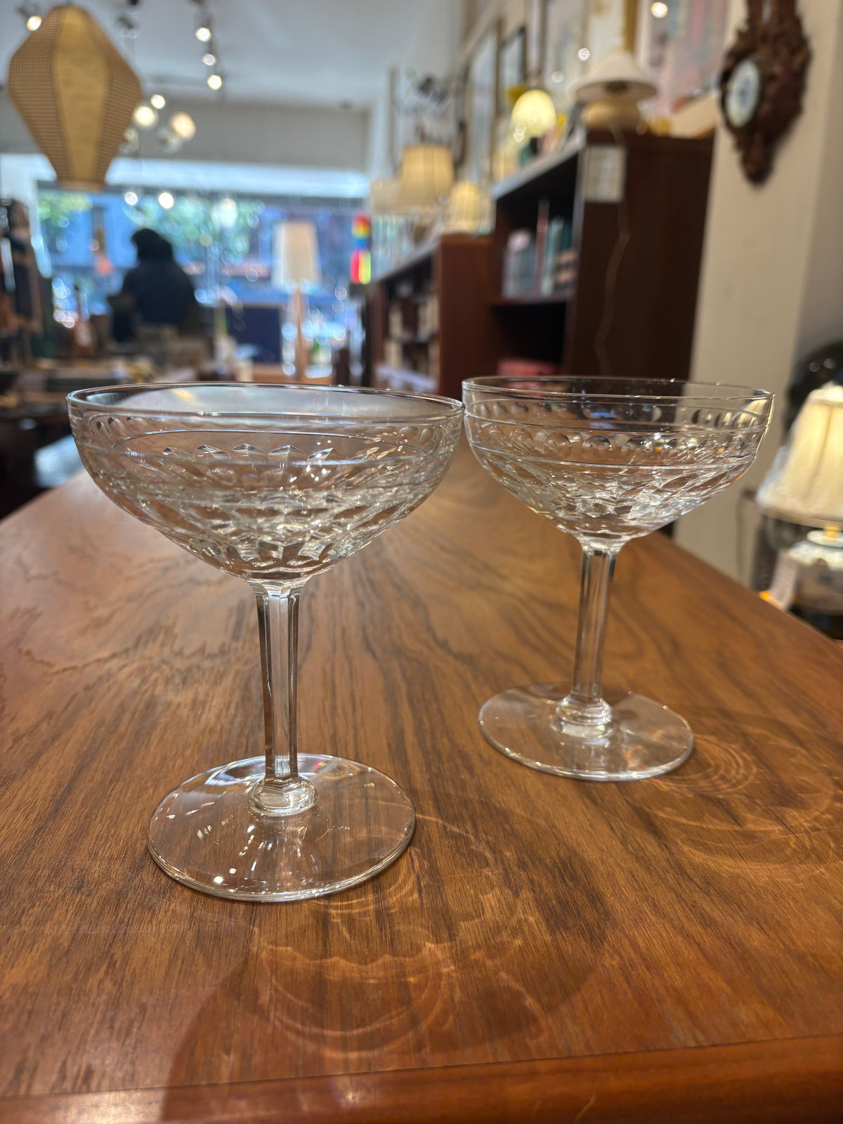 Pair of Vintage Cut Glass Coupes