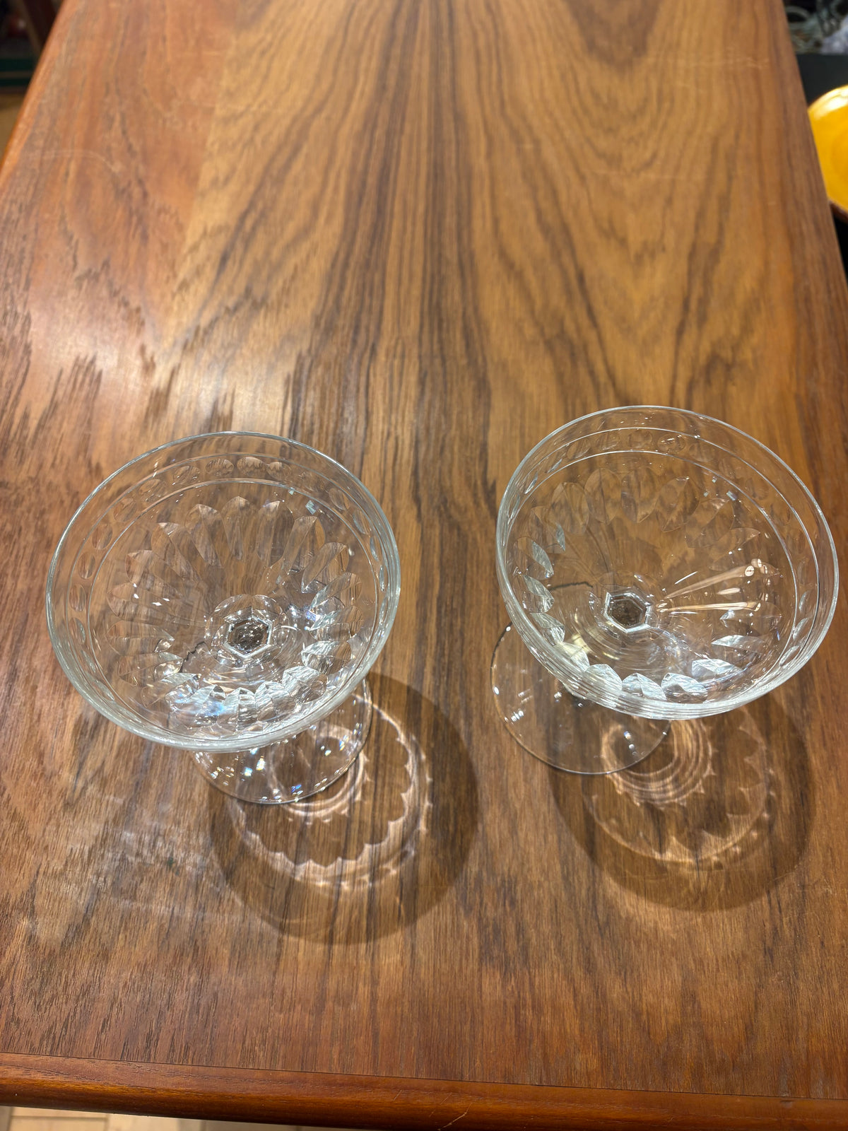 Pair of Vintage Cut Glass Coupes