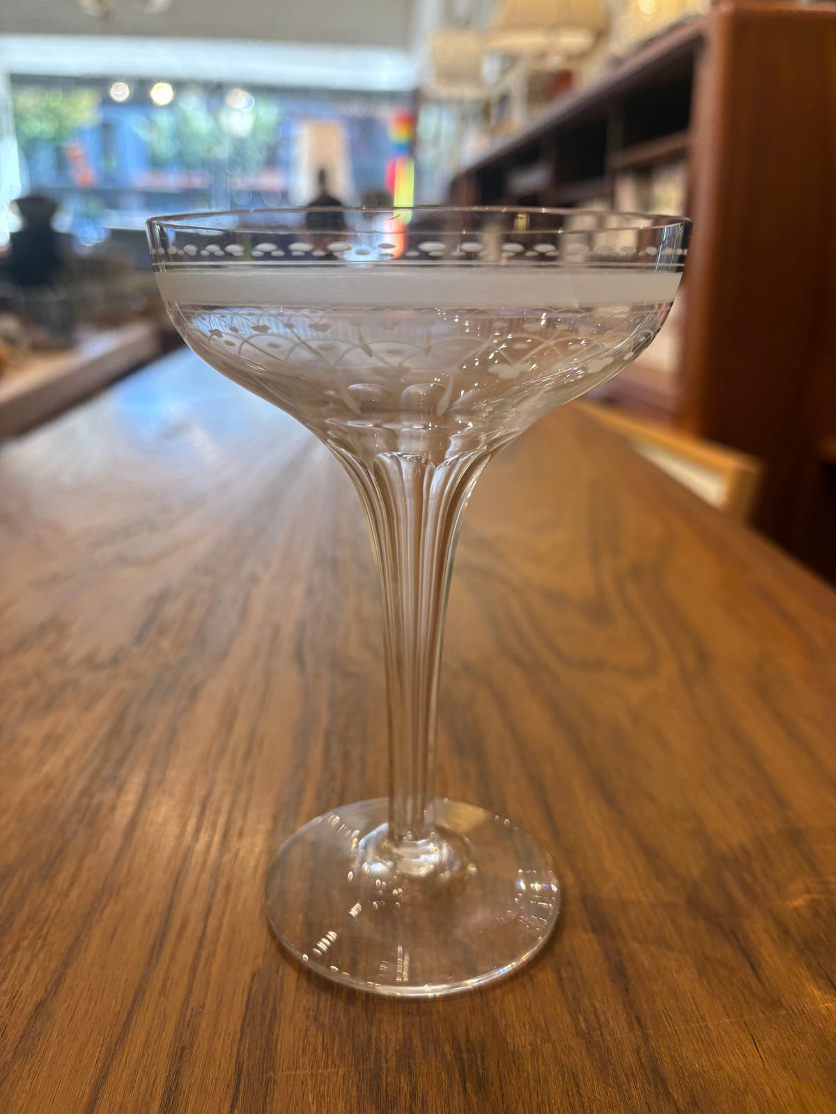 S/3 French Etched Crystal Alto Coupes with Hollow Stems