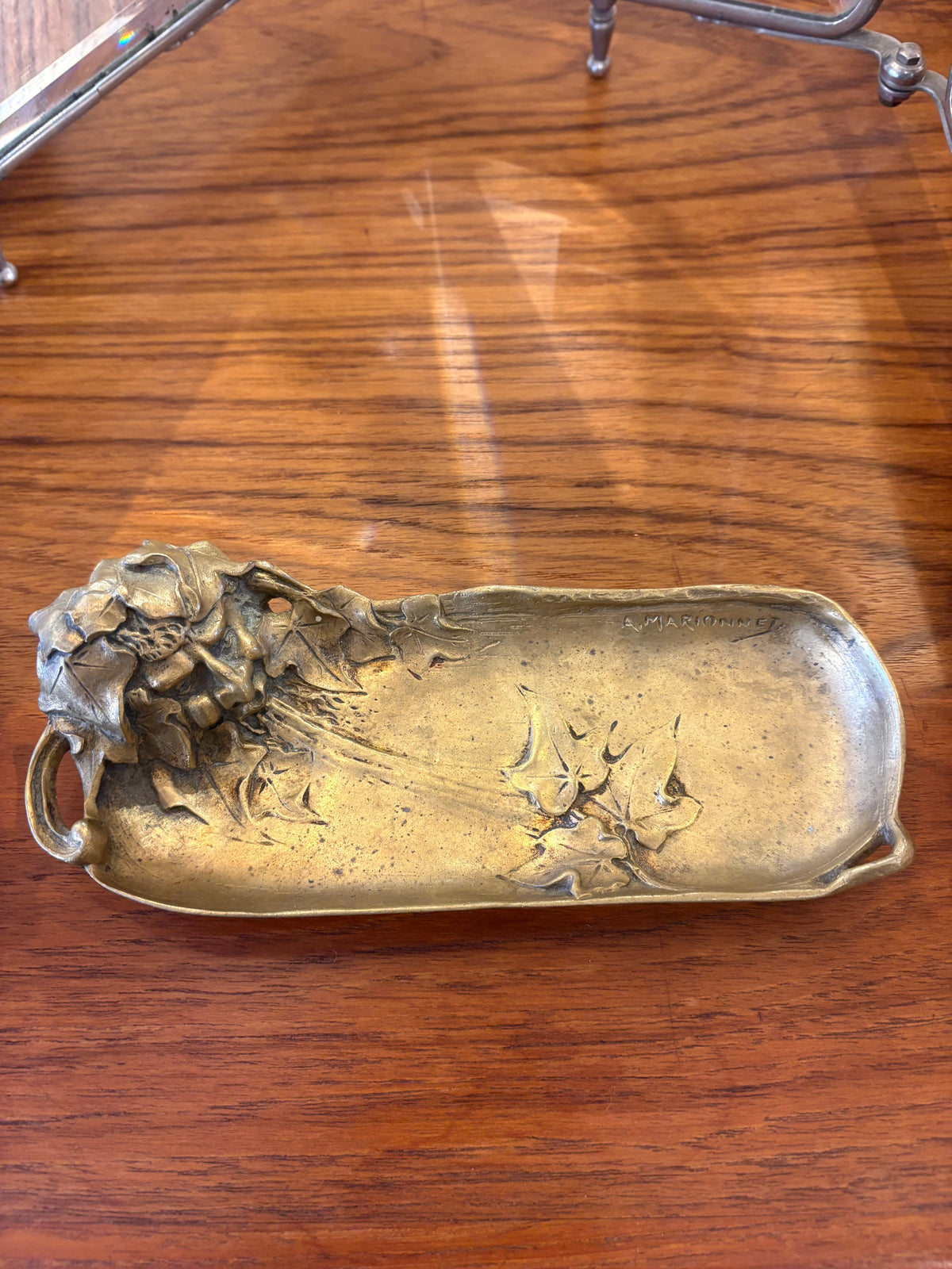 French Signed Albert Marionnet Bronze Art Nouveau Tray