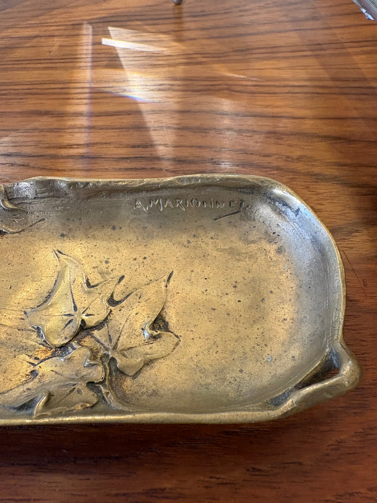 French Signed Albert Marionnet Bronze Art Nouveau Tray
