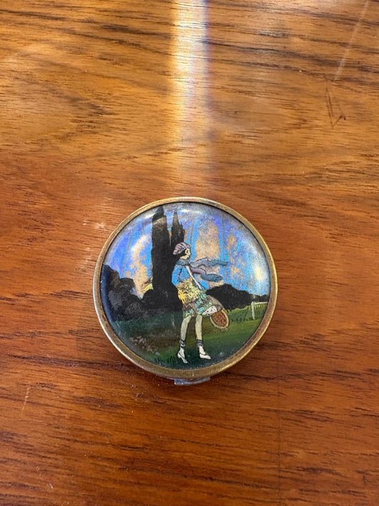Tiny French Compact Box with Mirror