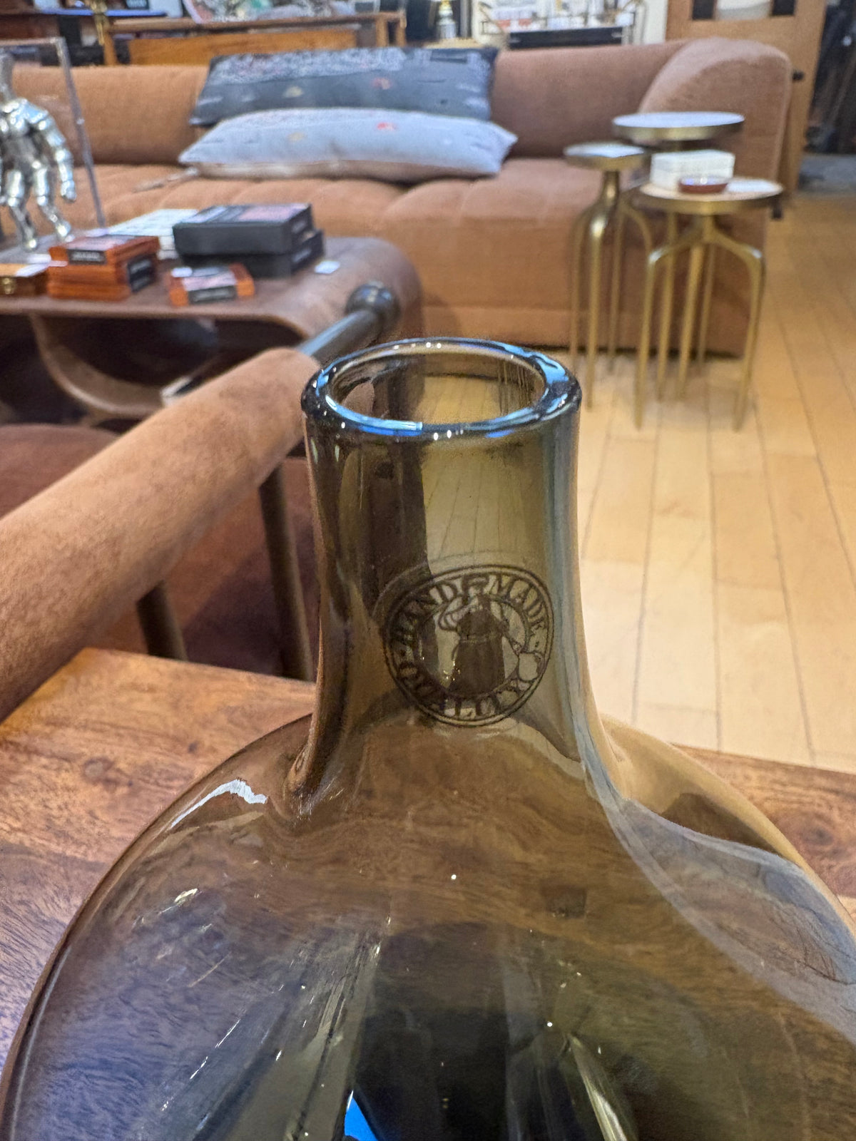 Vintage Swedish Handblown Green Glass Vase