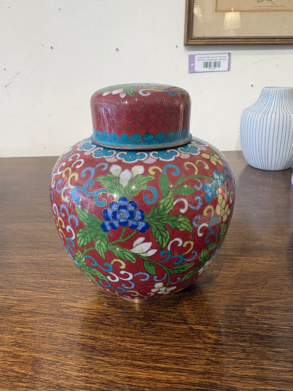 Red Cloisonne Jar with lid