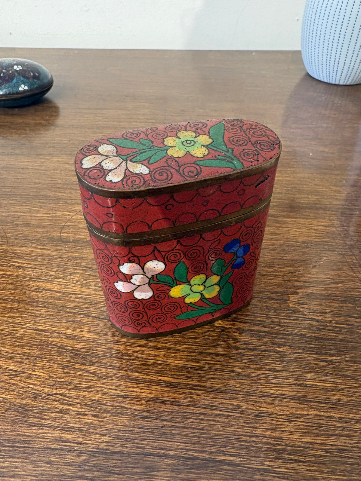 Small Red Oblong Cloisonne Box