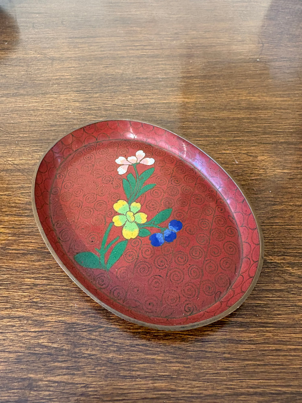 Small Red Oblong Cloisonne Tray