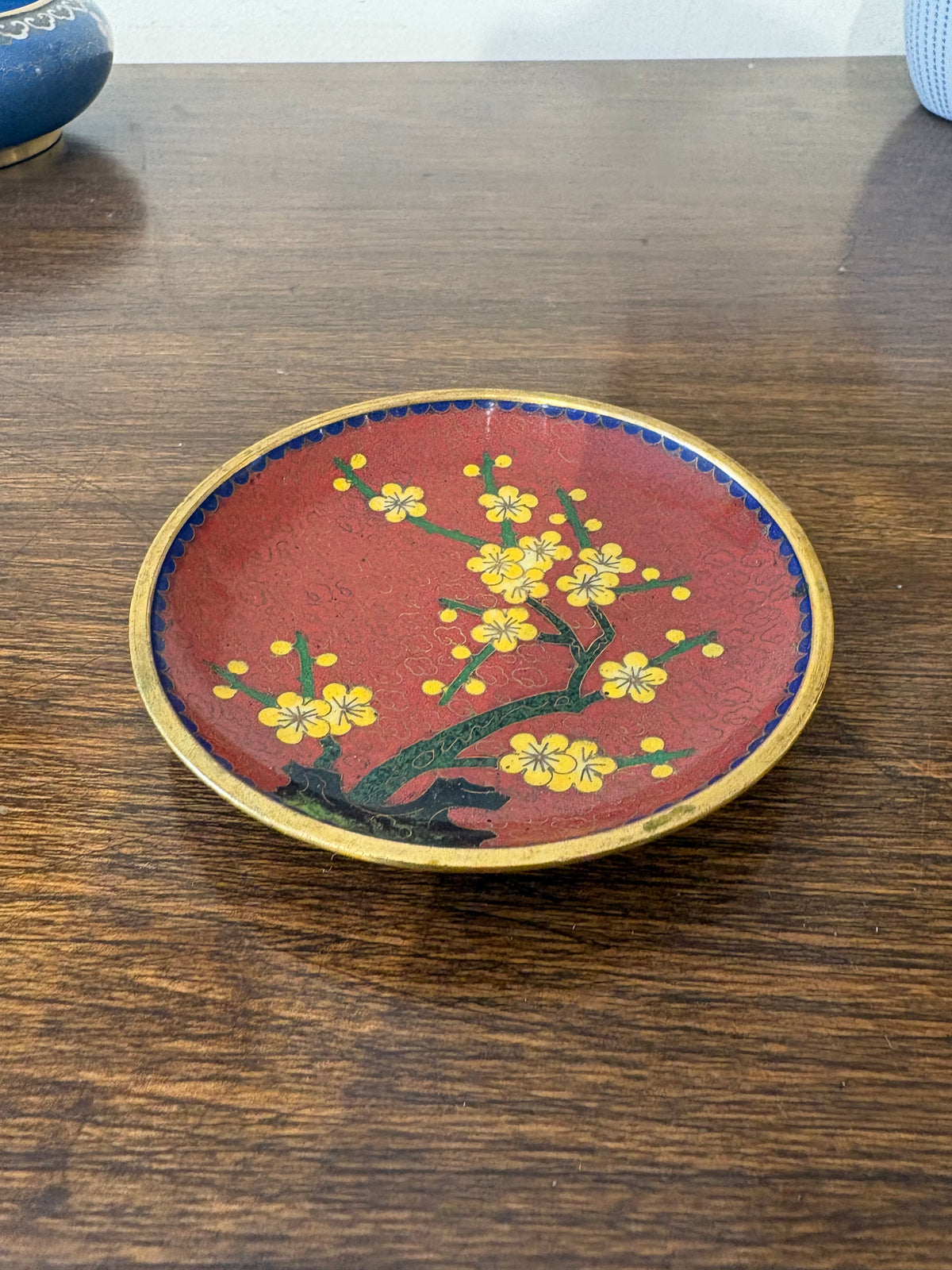 Small Round Red Cloisonne Tray