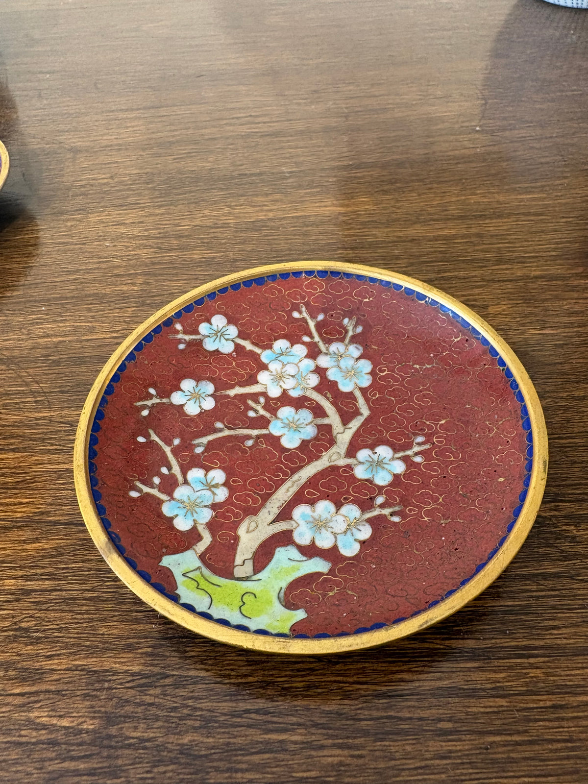 Small Round Red Cloisonne Tray