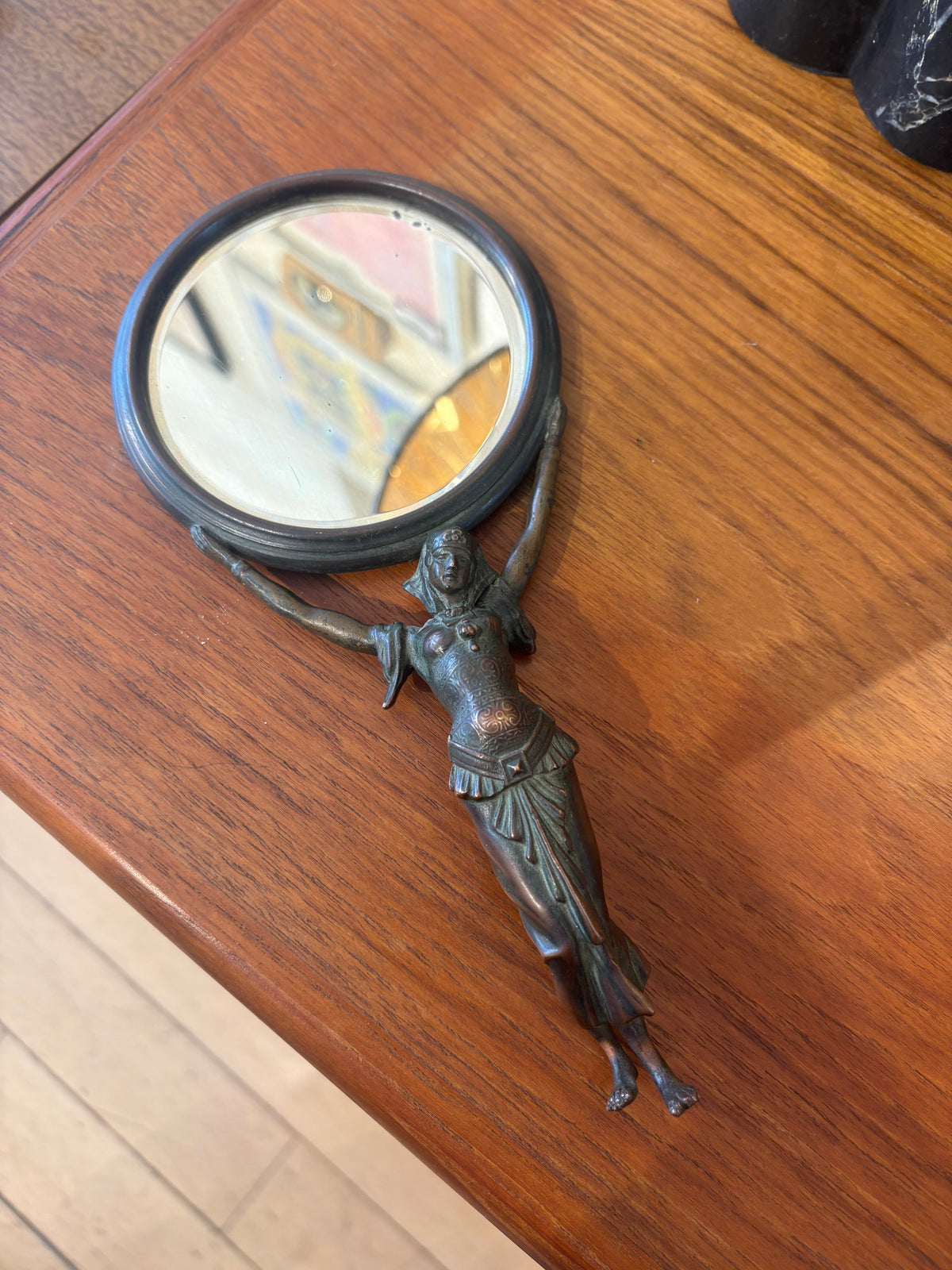 Antique Art Nouveau Female Figure Hand Mirror