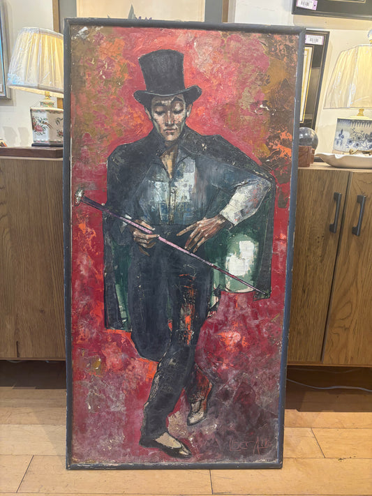 Signed Vertical Painting of Magician