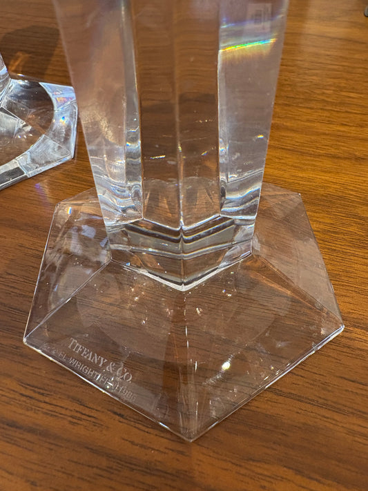 Vintage Pair of Crystal Tiffany & Co. Candlestick Holders