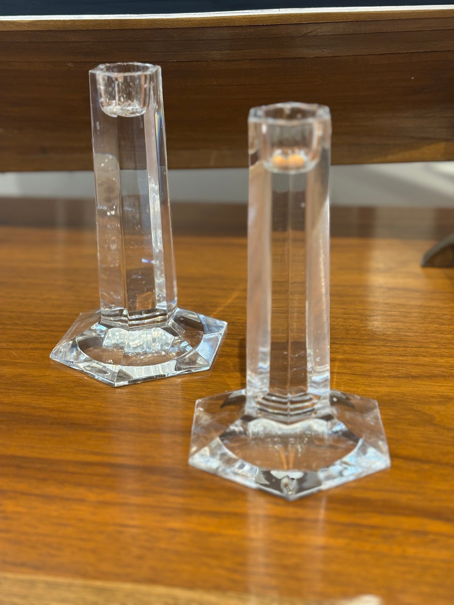Vintage Pair of Crystal Tiffany & Co. Candlestick Holders