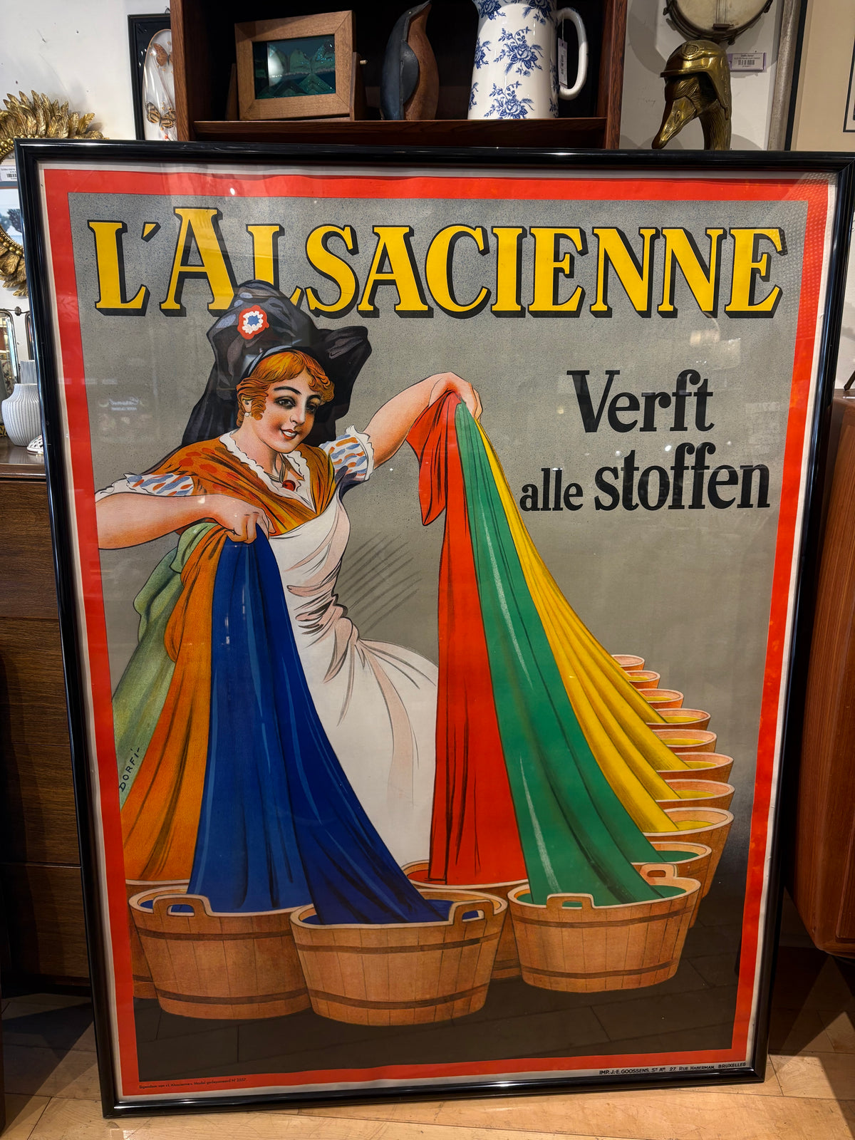 1930's Belgian L' Alsacienne Advertising Poster -Lithrograph on Linen