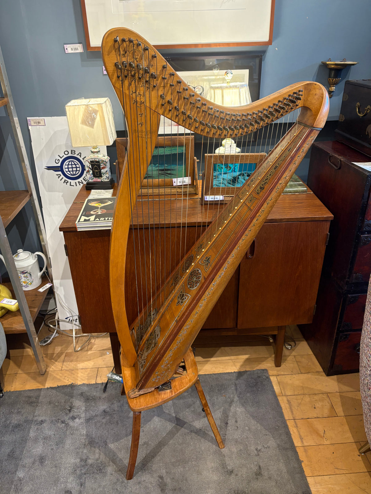 Antique Clark Celtic Harp