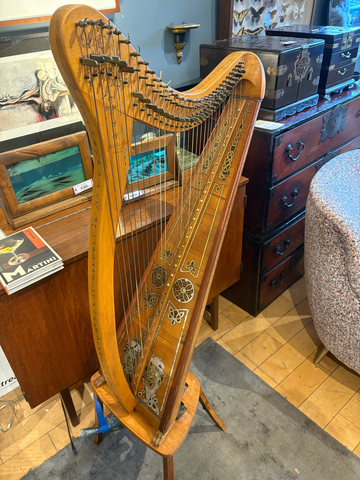 Antique Clark Celtic Harp