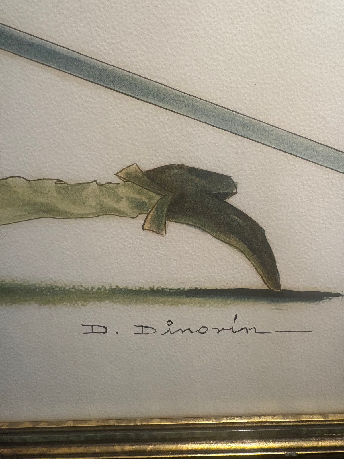 Signed D. Dinorin Illustration of Don Quixote