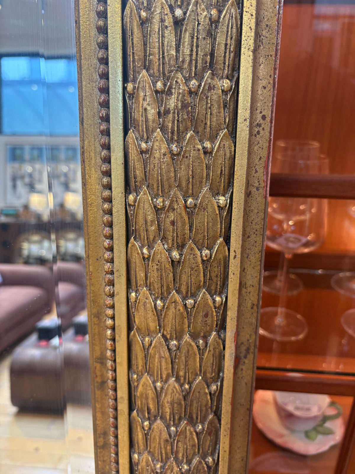 Large Full Length Ornate Mirror with Beveled Glass