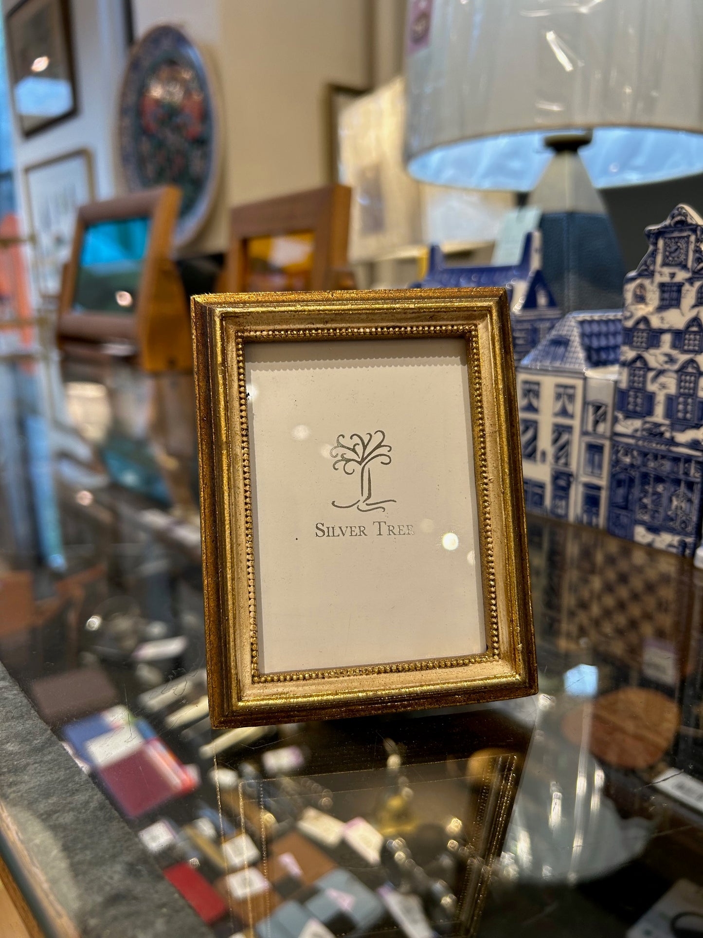 Antique Rectangle Cream and Gold Mini Frame