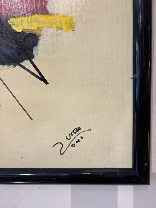Signed Colorful Abstract Burst Painting