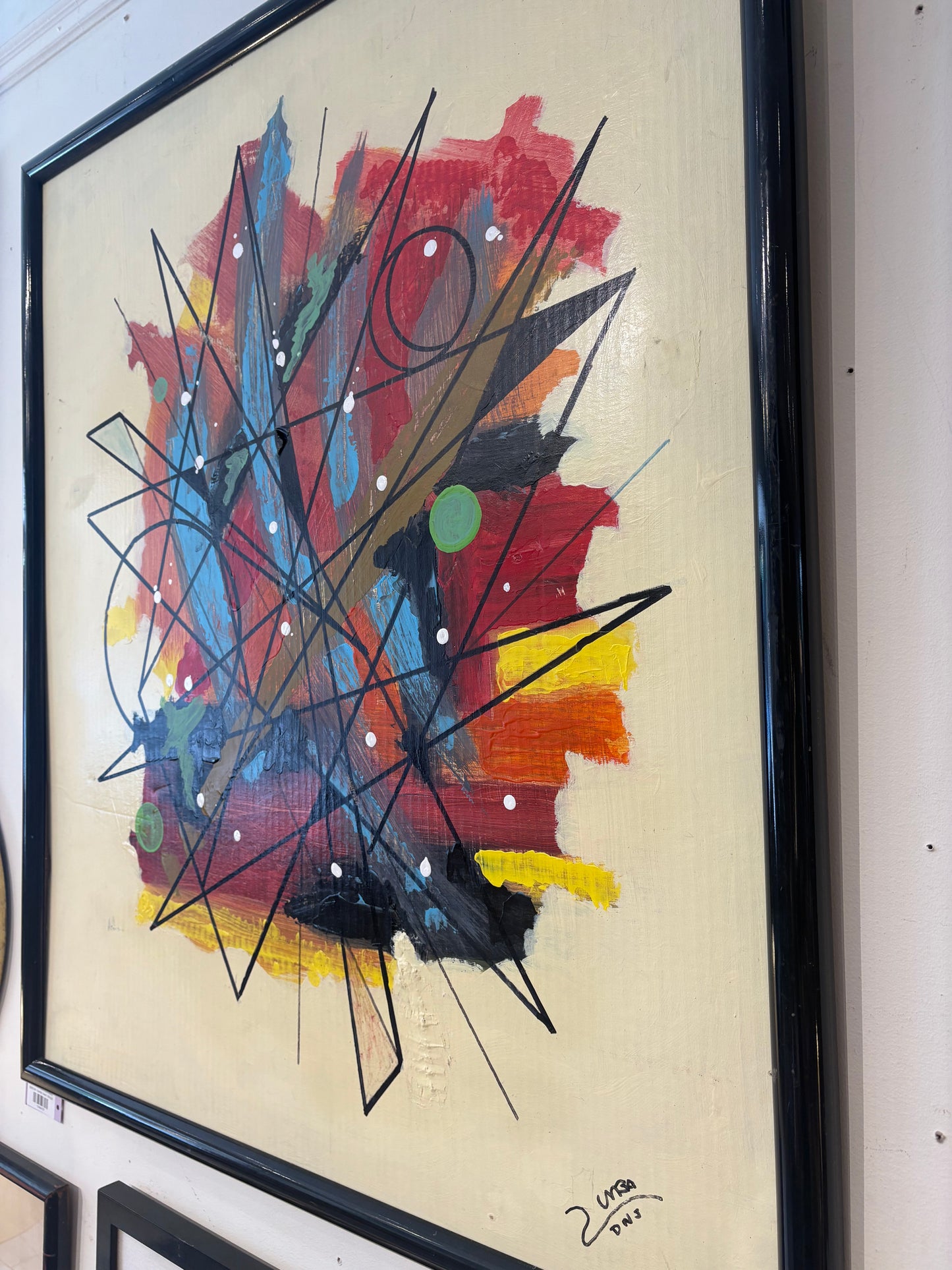 Signed Colorful Abstract Burst Painting