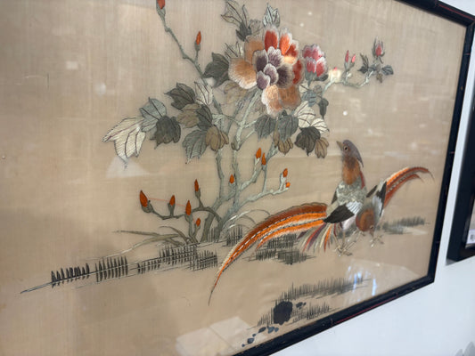 Asian Silk Bird & Flower Embroidery