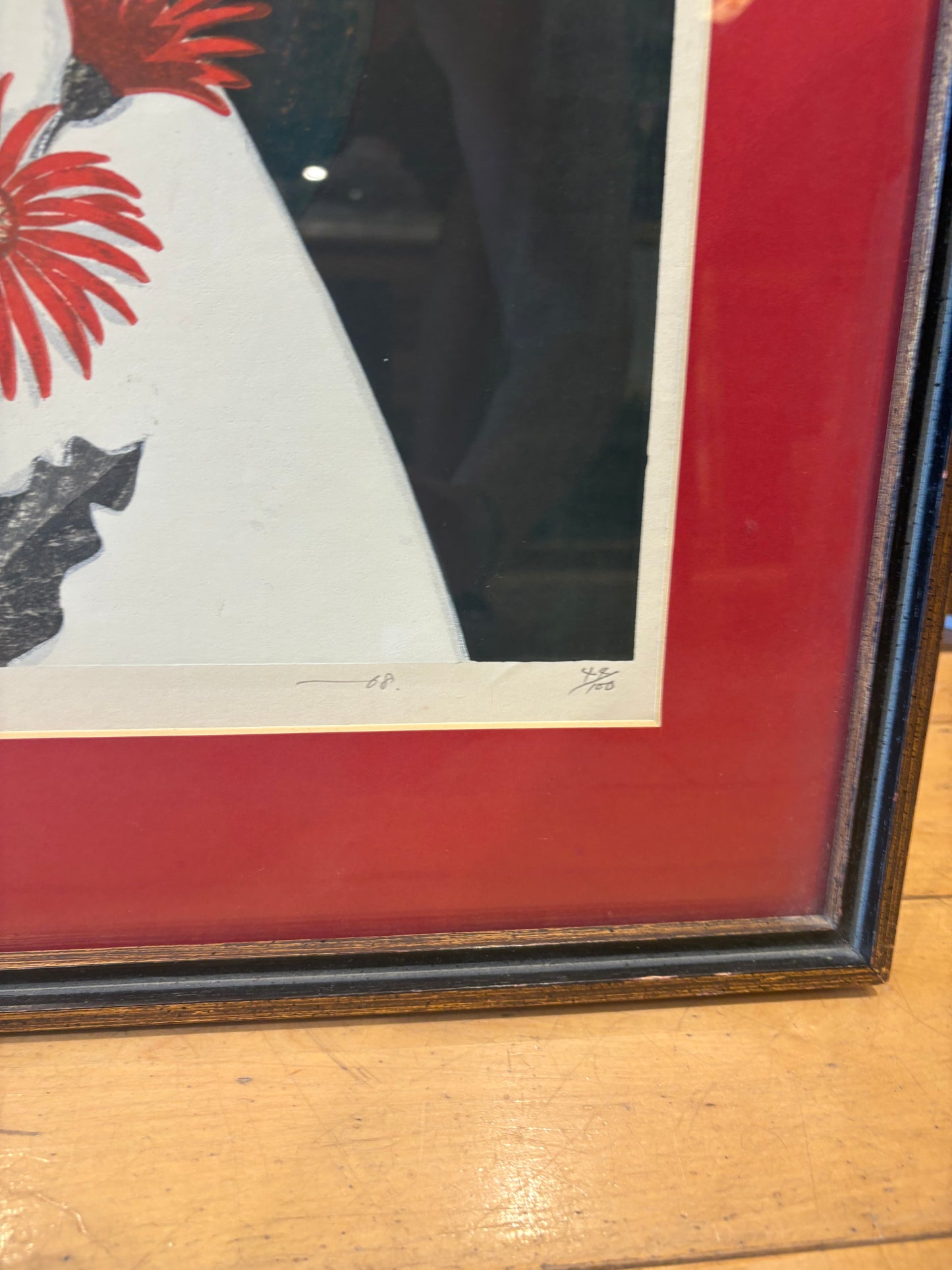 Signed Shu Ikeda Girl with Flowers Woodblock Print 48/100