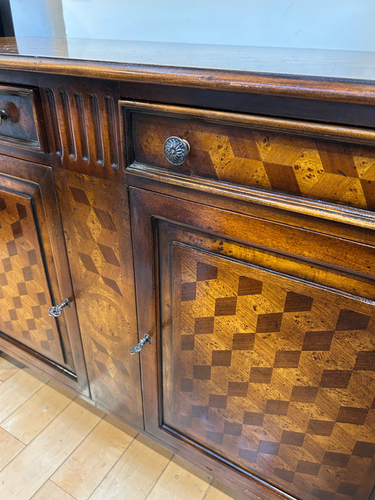 Inlaid Wood Server with 2 Drawers