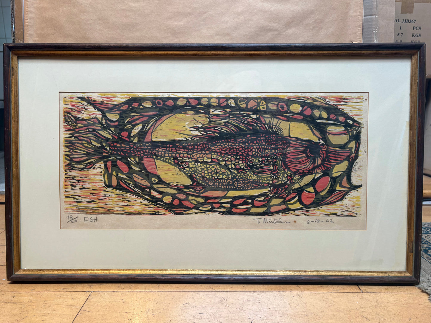 '62 Signed T. Minkler Fish Woodblock Print 18/20