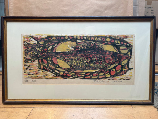 '62 Signed T. Minkler Fish Woodblock Print 18/20