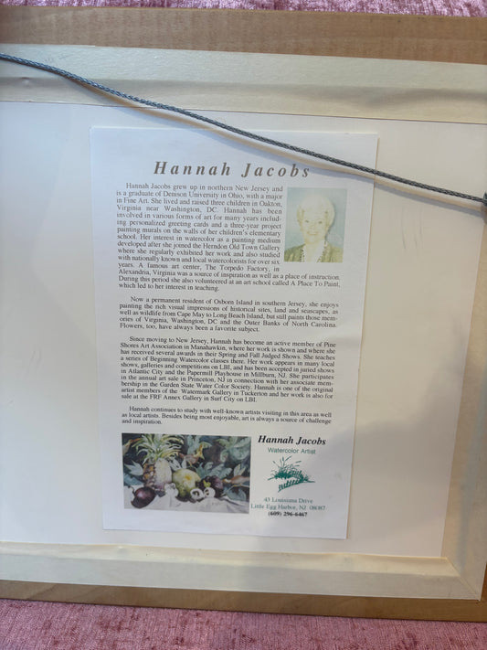 Signed Hannah Jacobs Watercolor Lake Scene