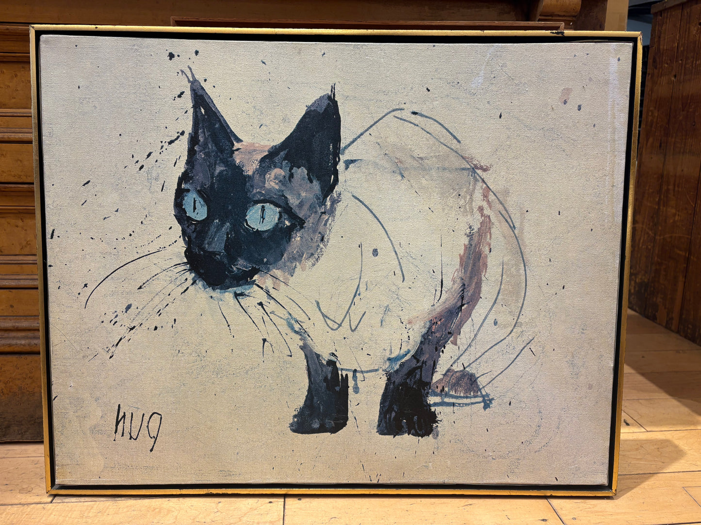 Fritz Rudolph "Hug" Siamese Cat Printed on Canvas