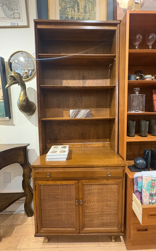 Baumritter Bookcase with Wicker Door Cabinet
