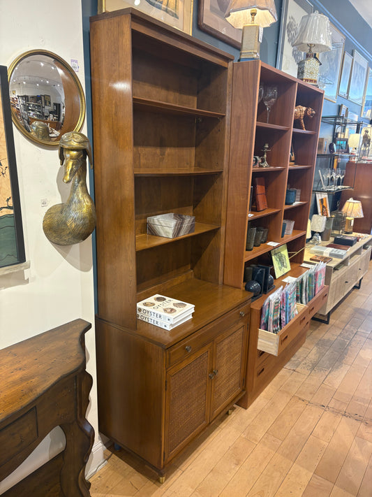Baumritter Bookcase with Wicker Door Cabinet