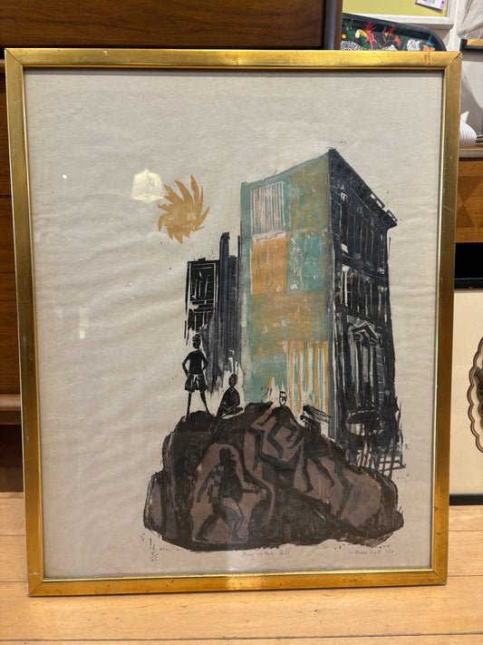 '71 Signed V. Evans Smit "King of the Hill" Woodblock Print 8/25