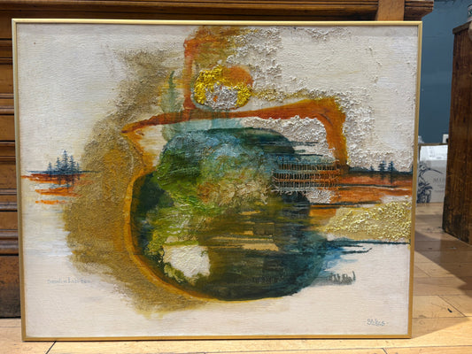 Signed Stokes "Sunset on Lake Huron" Mixed Media Painting