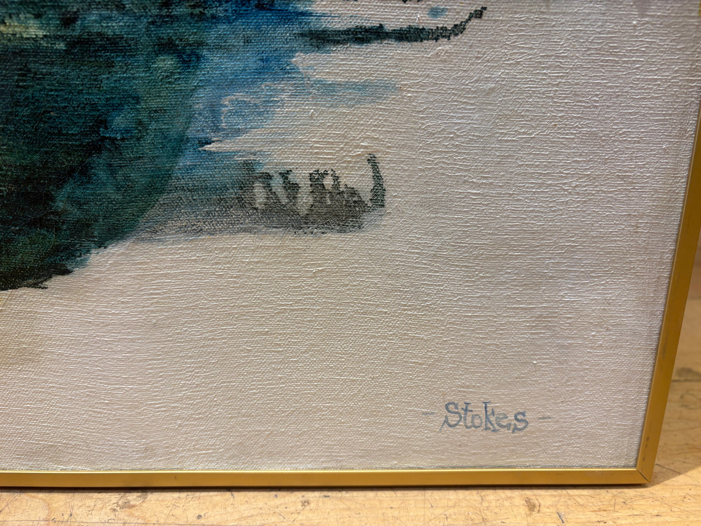 Signed Stokes "Sunset on Lake Huron" Mixed Media Painting