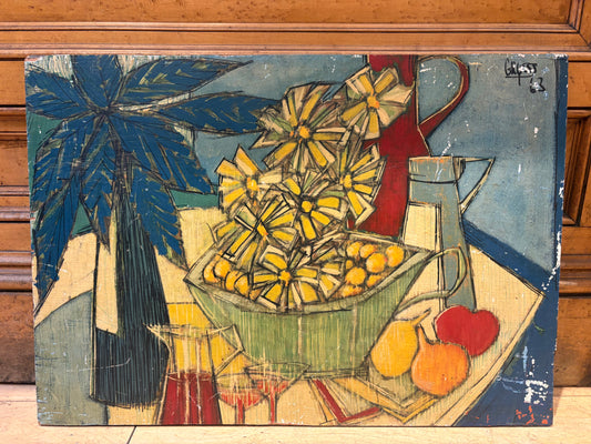 '63 Signed Abstract Still Life on Board