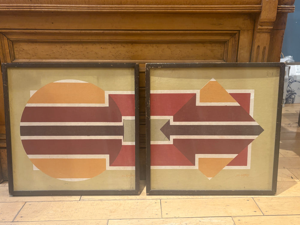 Pair of Signed Gabay Geometric Paintings