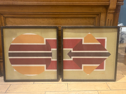 Pair of Signed Gabay Geometric Paintings
