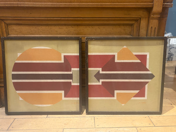 Pair of Signed Gabay Geometric Paintings