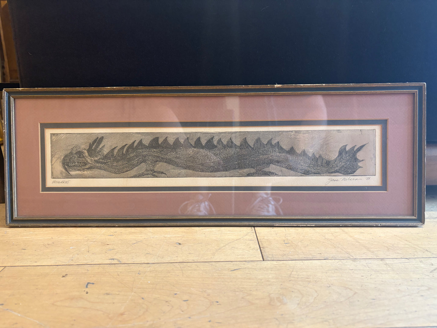 '81 Signed Nilsen Dragon Monoprint Etching