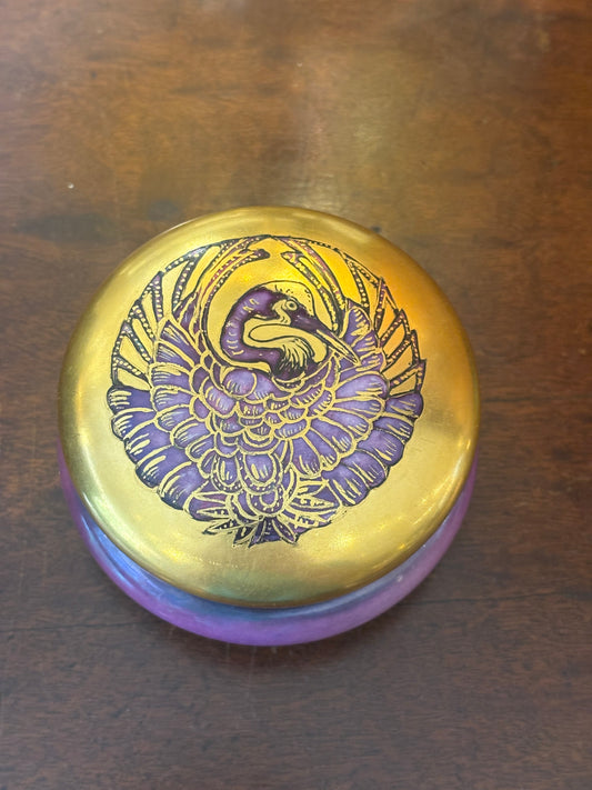 Purple and Gold Crane Jar with Lid