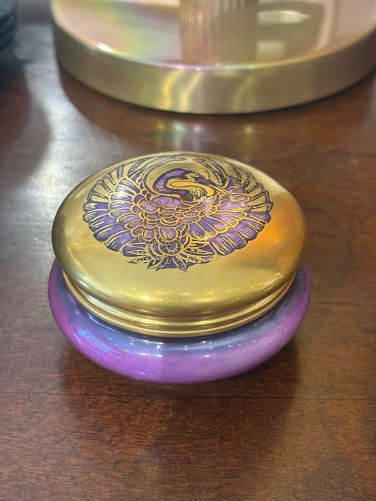 Purple and Gold Crane Jar with Lid
