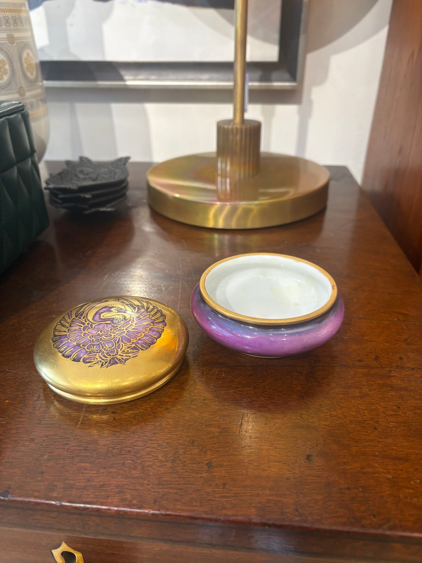 Purple and Gold Crane Jar with Lid